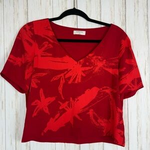 Aritzia Babaton Red Abstract Print Blouse Small